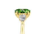 Yellow gold Three-Stone Oval Cut Peridot Ring with Pear  Side Stones in Four-Prong Setting_17