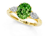 Yellow gold Three-Stone Oval Cut Peridot Ring with Pear  Side Stones in Four-Prong Setting_37