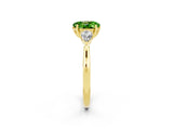 Yellow gold Three-Stone Oval Cut Peridot Ring with Pear  Side Stones in Four-Prong Setting_38