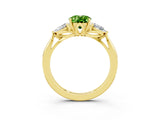 Yellow gold Three-Stone Oval Cut Peridot Ring with Pear  Side Stones in Four-Prong Setting_39