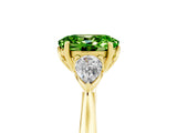 Yellow gold Three-Stone Oval Cut Peridot Ring with Pear  Side Stones in Four-Prong Setting_41