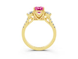 Yellow gold Three-Stone Oval Cut Pink Sapphire Pavé Band with Four-Prong Setting_27