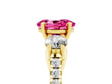 Yellow gold Three-Stone Oval Cut Pink Sapphire Pavé Band with Four-Prong Setting_29