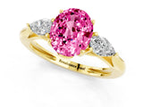 Yellow gold Three-Stone Oval Cut Pink Sapphire Ring with Pear  Side Stones in Four-Prong Setting_13