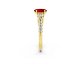 Yellow gold Three-Stone Oval Cut Ruby Pavé Band with Four-Prong Setting_2