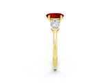Yellow gold Three-Stone Oval Cut Ruby Ring with Pear Side Stones and Four-Prong Setting_2