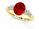 Yellow gold Three-Stone Oval Cut Ruby Ring with Pear  Side Stones in Four-Prong Setting_13