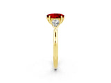 Yellow gold Three-Stone Oval Cut Ruby Ring with Pear  Side Stones in Four-Prong Setting_14