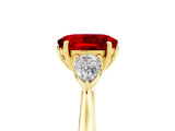 Yellow gold Three-Stone Oval Cut Ruby Ring with Pear  Side Stones in Four-Prong Setting_17