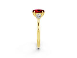 Yellow gold Three-Stone Oval Cut Ruby Ring with Pear  Side Stones in Four-Prong Setting_38