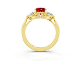 Yellow gold Three-Stone Oval Cut Ruby Ring with Pear  Side Stones in Four-Prong Setting_39