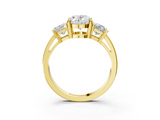 Yellow gold Three-Stone Oval Cut Solitaire Ring with Prong Setting_6
