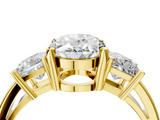 Yellow gold Three-Stone Oval Cut Solitaire Ring with Prong Setting_7