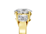 Yellow gold Three-Stone Oval Cut Solitaire Ring with Prong Setting_8