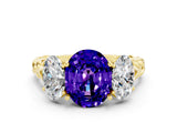 Yellow gold Three-Stone Oval Cut Tanzanite Braided Band Ring with Four-Prong Setting_12