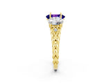 Yellow gold Three-Stone Oval Cut Tanzanite Braided Band Ring with Four-Prong Setting_14