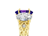 Yellow gold Three-Stone Oval Cut Tanzanite Braided Band Ring with Four-Prong Setting_17