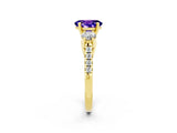 Yellow gold Three-Stone Oval Cut Tanzanite Pavé Band with Four-Prong Setting_2