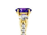 Yellow gold Three-Stone Oval Cut Tanzanite Pavé Band with Four-Prong Setting_5