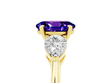 Yellow gold Three-Stone Oval Cut Tanzanite Ring with Pear Side Stones and Four-Prong Setting_5
