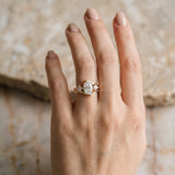 Yellow gold Three-Stone Oval Cut Tension Band Ring with Four-Prong Setting_6