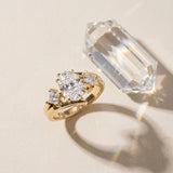 Yellow gold Three-Stone Oval Cut Tension Band Ring with Four-Prong Setting_9