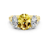 Yellow gold Three-Stone Oval Cut Yellow Sapphire Braided Band Ring with Four-Prong Setting_36