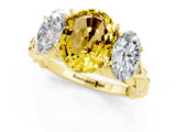 Yellow gold Three-Stone Oval Cut Yellow Sapphire Braided Band Ring with Four-Prong Setting_37