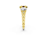Yellow gold Three-Stone Oval Cut Yellow Sapphire Braided Band Ring with Four-Prong Setting_38