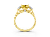 Yellow gold Three-Stone Oval Cut Yellow Sapphire Braided Band Ring with Four-Prong Setting_39