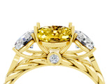 Yellow gold Three-Stone Oval Cut Yellow Sapphire Braided Band Ring with Four-Prong Setting_40