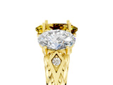 Yellow gold Three-Stone Oval Cut Yellow Sapphire Braided Band Ring with Four-Prong Setting_41