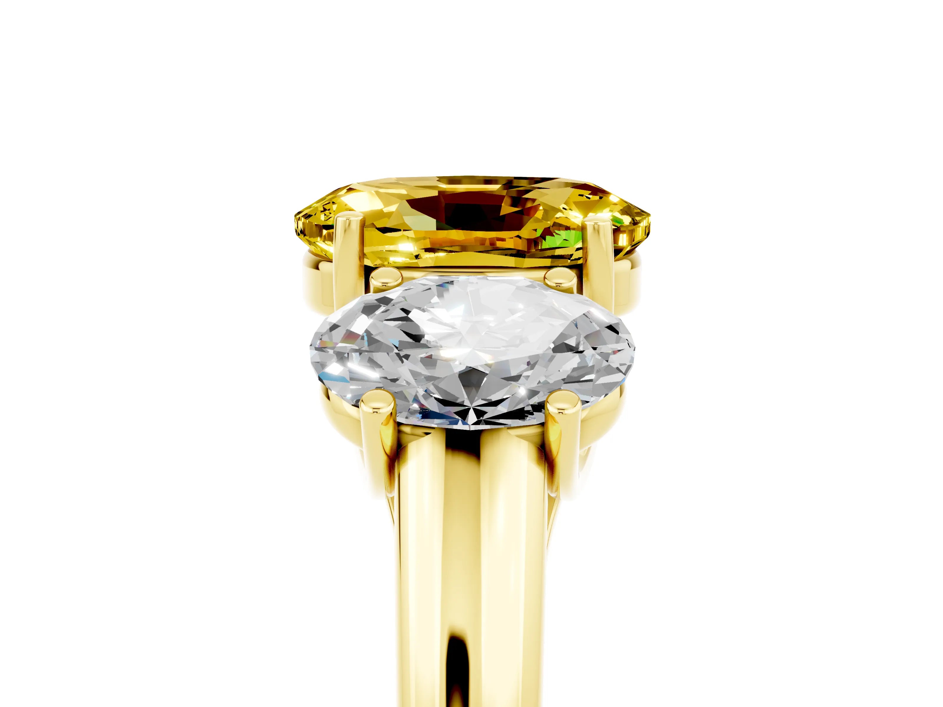 Yellow gold Three-Stone Oval Cut Yellow Sapphire Engagement Ring with Prong Setting_5