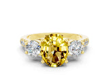 Yellow gold Three-Stone Oval Cut Yellow Sapphire Pavé Band with Four-Prong Setting_24