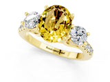 Yellow gold Three-Stone Oval Cut Yellow Sapphire Pavé Band with Four-Prong Setting_25