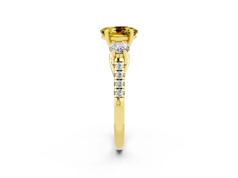 Yellow gold Three-Stone Oval Cut Yellow Sapphire Pavé Band with Four-Prong Setting_26