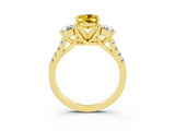Yellow gold Three-Stone Oval Cut Yellow Sapphire Pavé Band with Four-Prong Setting_27