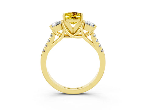 Yellow gold Three-Stone Oval Cut Yellow Sapphire Pavé Band with Four-Prong Setting_27
