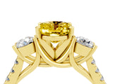 Yellow gold Three-Stone Oval Cut Yellow Sapphire Pavé Band with Four-Prong Setting_28