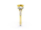 Yellow gold Three-Stone Oval Cut Yellow Sapphire Ring with Pavé Band and Prong Setting_38