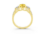 Yellow gold Three-Stone Oval Cut Yellow Sapphire Ring with Pavé Band and Prong Setting_39