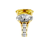 Yellow gold Three-Stone Oval Cut Yellow Sapphire Ring with Pavé Band and Prong Setting_41