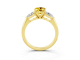 Yellow gold Three-Stone Oval Cut Yellow Sapphire Ring with Pear Side Stones and Four-Prong Setting_27