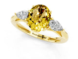 Yellow gold Three-Stone Oval Cut Yellow Sapphire Ring with Pear  Side Stones in Four-Prong Setting_13