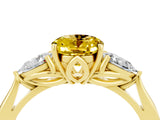 Yellow gold Three-Stone Oval Cut Yellow Sapphire Ring with Pear  Side Stones in Four-Prong Setting_16