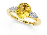 Yellow gold Three-Stone Oval Cut Yellow Sapphire Ring with Pear  Side Stones in Four-Prong Setting_37