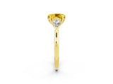 Yellow gold Three-Stone Oval Cut Yellow Sapphire Ring with Pear  Side Stones in Four-Prong Setting_38