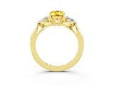 Yellow gold Three-Stone Oval Cut Yellow Sapphire Ring with Pear  Side Stones in Four-Prong Setting_39