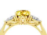 Yellow gold Three-Stone Oval Cut Yellow Sapphire Ring with Pear  Side Stones in Four-Prong Setting_40