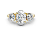 Yellow gold Three-Stone Oval Diamond Channel Set Engagement Ring with Prong Setting_15